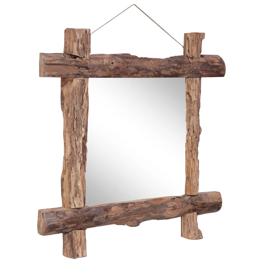 Spiegel Houtblokken 70X70 Cm Massief Gerecycled Hout Naturel 70 x 5 x 70 cm Bruin