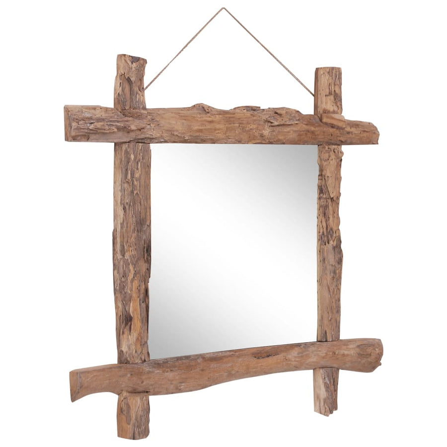 Spiegel Houtblokken 70X70 Cm Massief Gerecycled Hout Naturel 70 x 5 x 70 cm Bruin