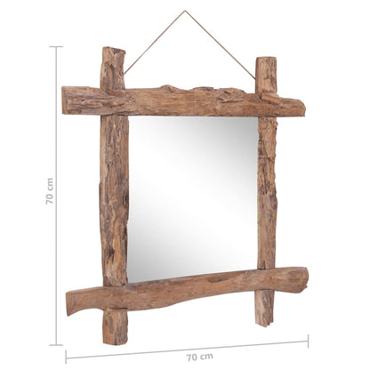 Spiegel Houtblokken 70X70 Cm Massief Gerecycled Hout Naturel 70 x 5 x 70 cm Bruin