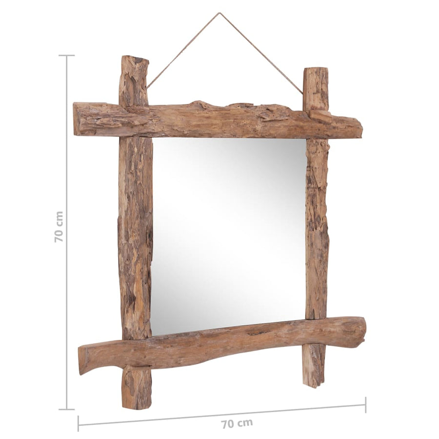 Spiegel Houtblokken 70X70 Cm Massief Gerecycled Hout Naturel 70 x 5 x 70 cm Bruin