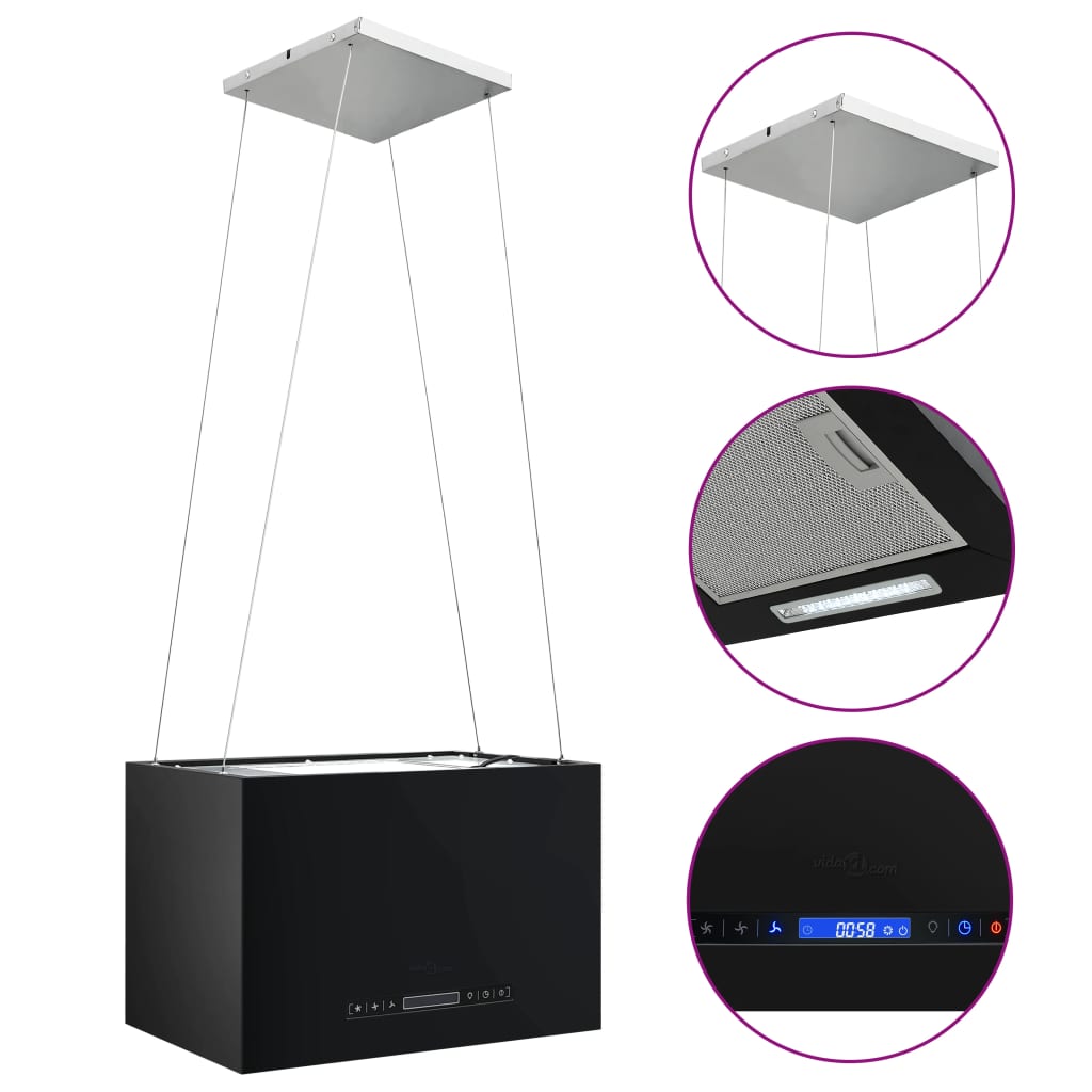 Afzuigkap Hangend Met Aanraaksensor Lcd Staal 55 cm Zwart