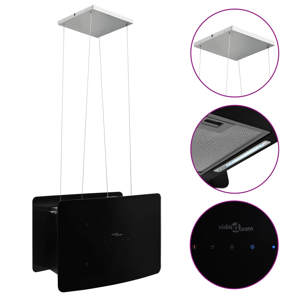 Afzuigkap Hangend Met Aanraaksensor Lcd Gehard Glas Hoogglans Wit