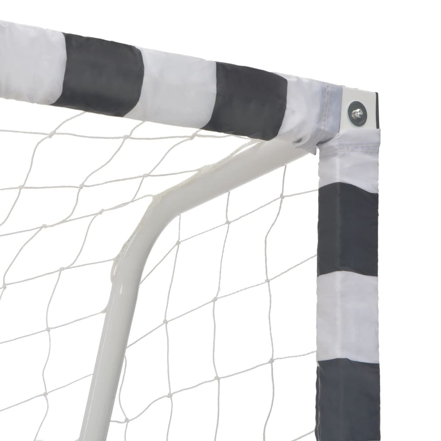 Voetbaldoel Metaal Zwart En Wit 300 x 160 x 90 cm