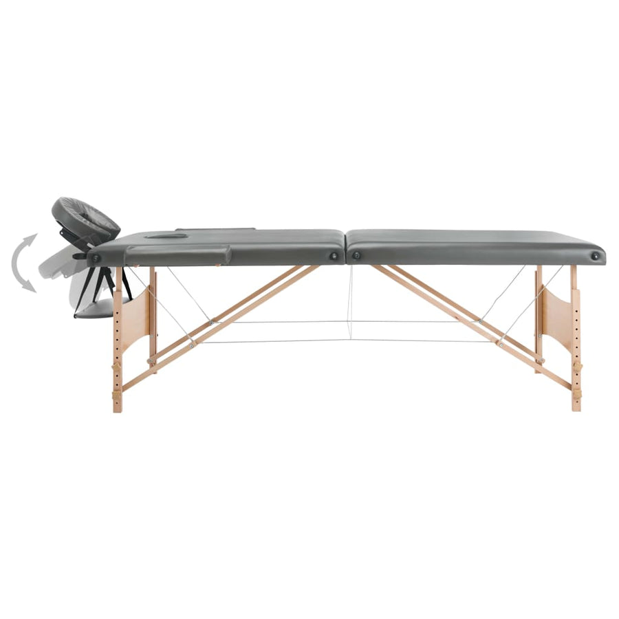 Massagetafel Met 2 Zones 186X68 Cm Houten Frame Antraciet