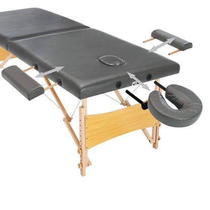 Massagetafel Met 2 Zones 186X68 Cm Houten Frame Antraciet