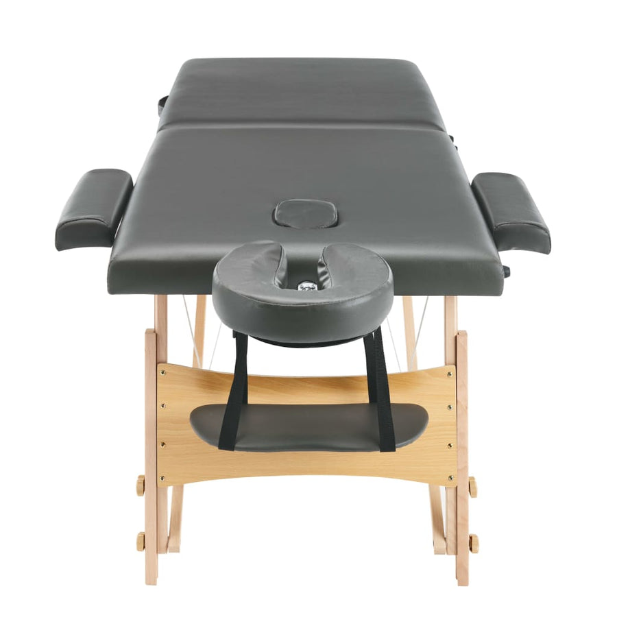 Massagetafel Met 2 Zones 186X68 Cm Houten Frame Antraciet