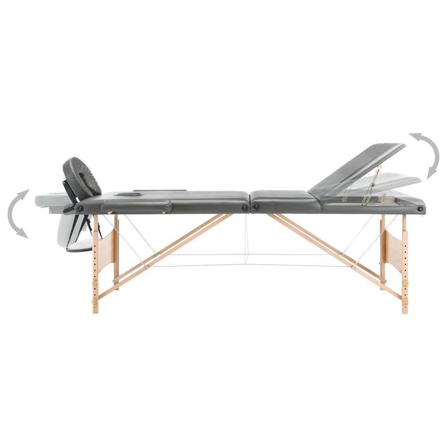 Massagetafel Met 3 Zones 186X68 Cm Houten Frame Antraciet