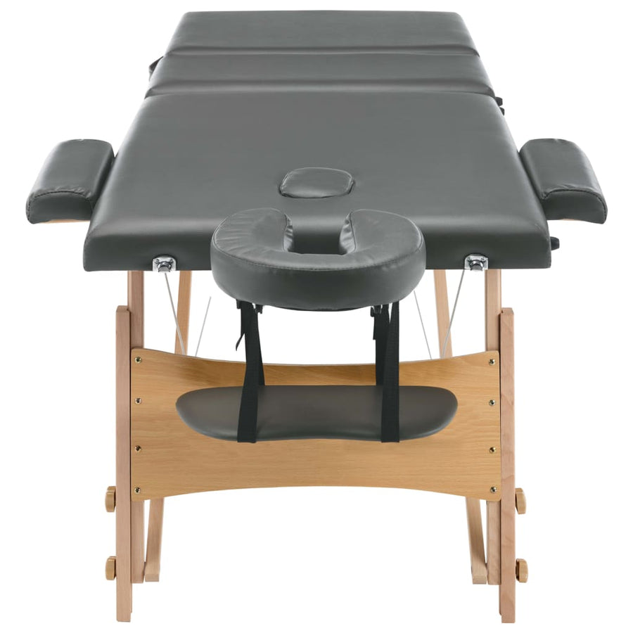 Massagetafel Met 3 Zones 186X68 Cm Houten Frame Antraciet