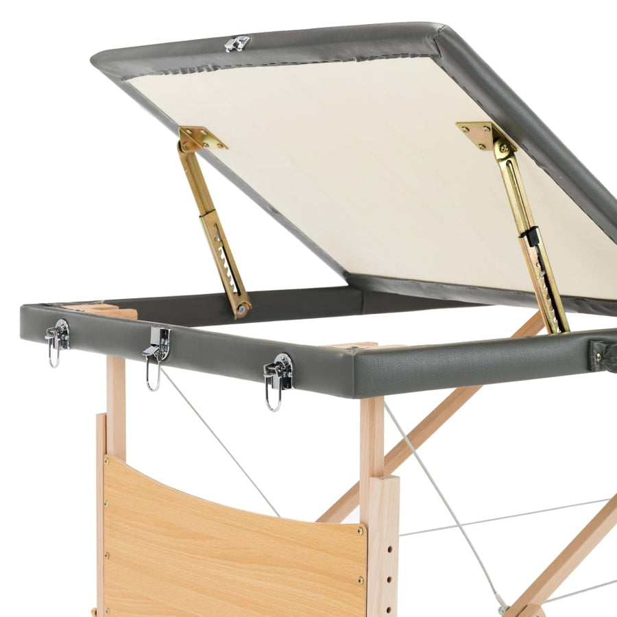 Massagetafel Met 3 Zones 186X68 Cm Houten Frame Antraciet