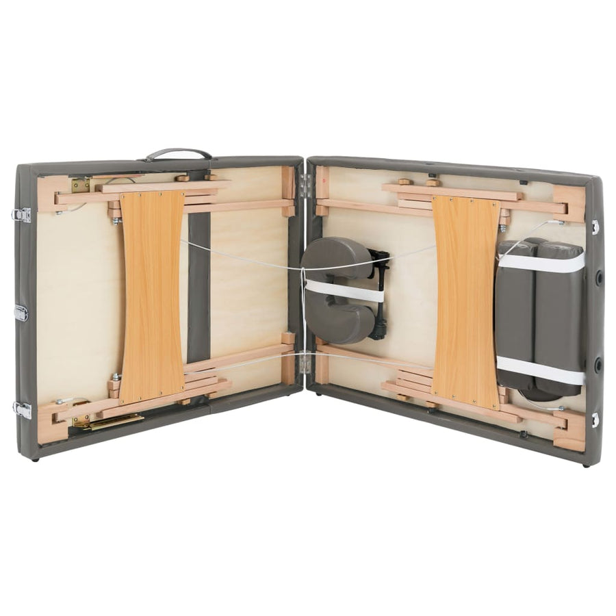 Massagetafel Met 3 Zones 186X68 Cm Houten Frame Antraciet