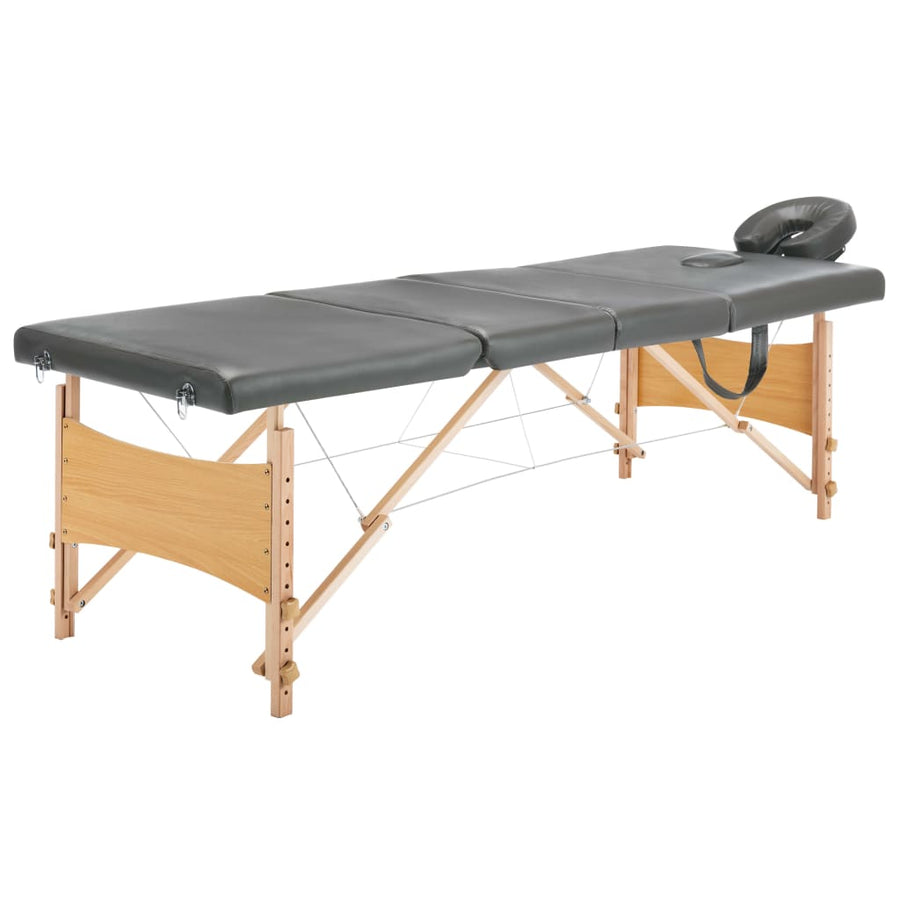 Massagetafel Met 4 Zones 186X68 Cm Houten Frame Antraciet