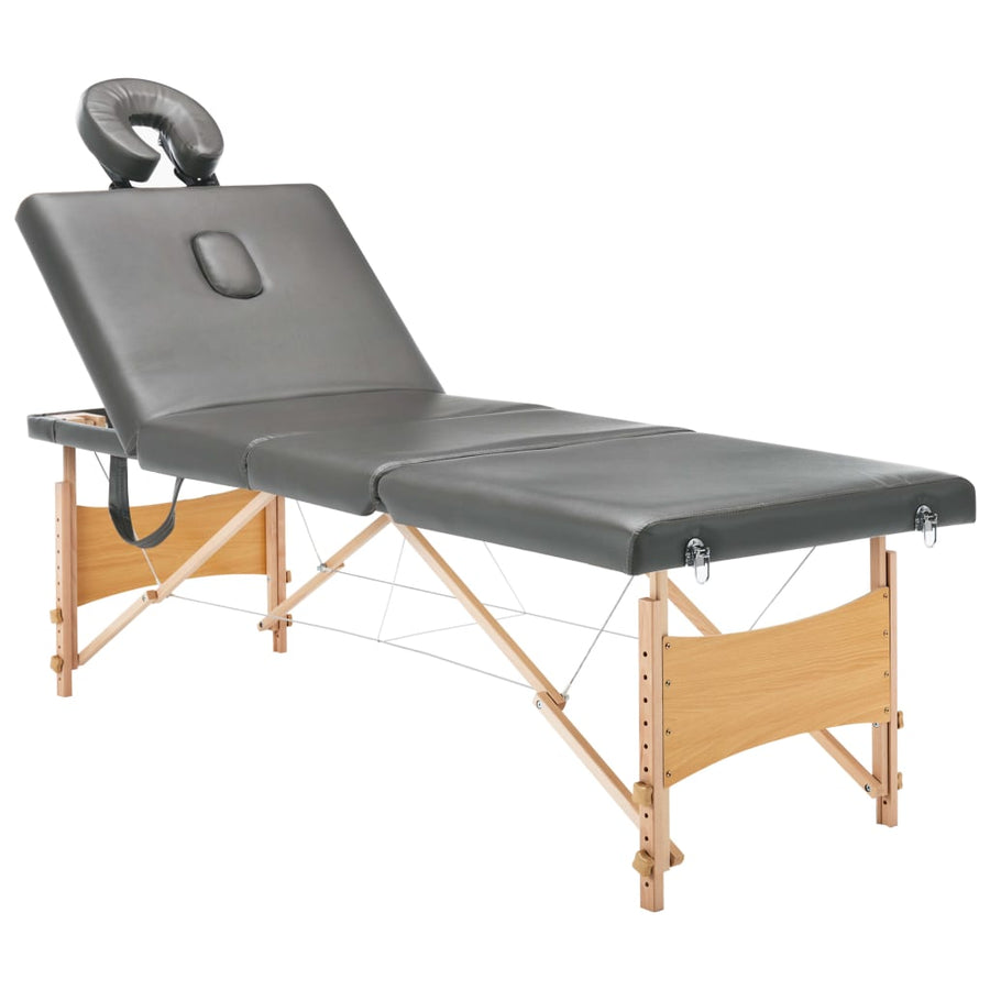 Massagetafel Met 4 Zones 186X68 Cm Houten Frame Antraciet