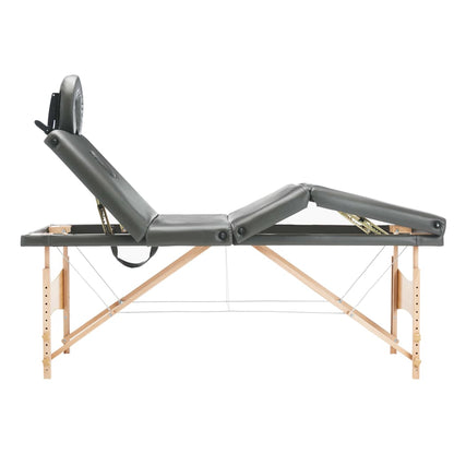 Massagetafel Met 4 Zones 186X68 Cm Houten Frame Antraciet