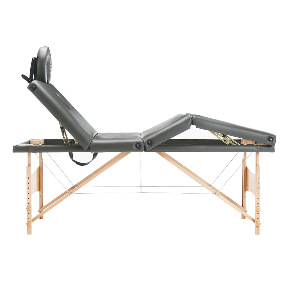 Massagetafel Met 4 Zones 186X68 Cm Houten Frame Antraciet