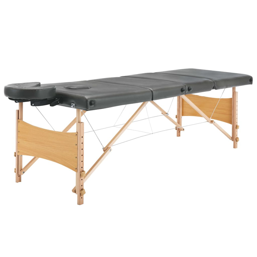 Massagetafel Met 4 Zones 186X68 Cm Houten Frame Antraciet
