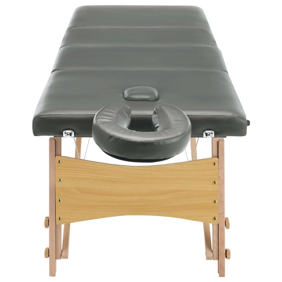 Massagetafel Met 4 Zones 186X68 Cm Houten Frame Antraciet