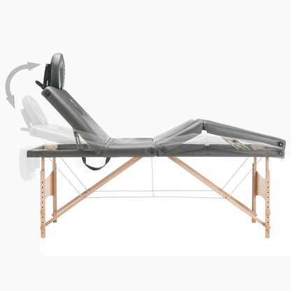 Massagetafel Met 4 Zones 186X68 Cm Houten Frame Antraciet