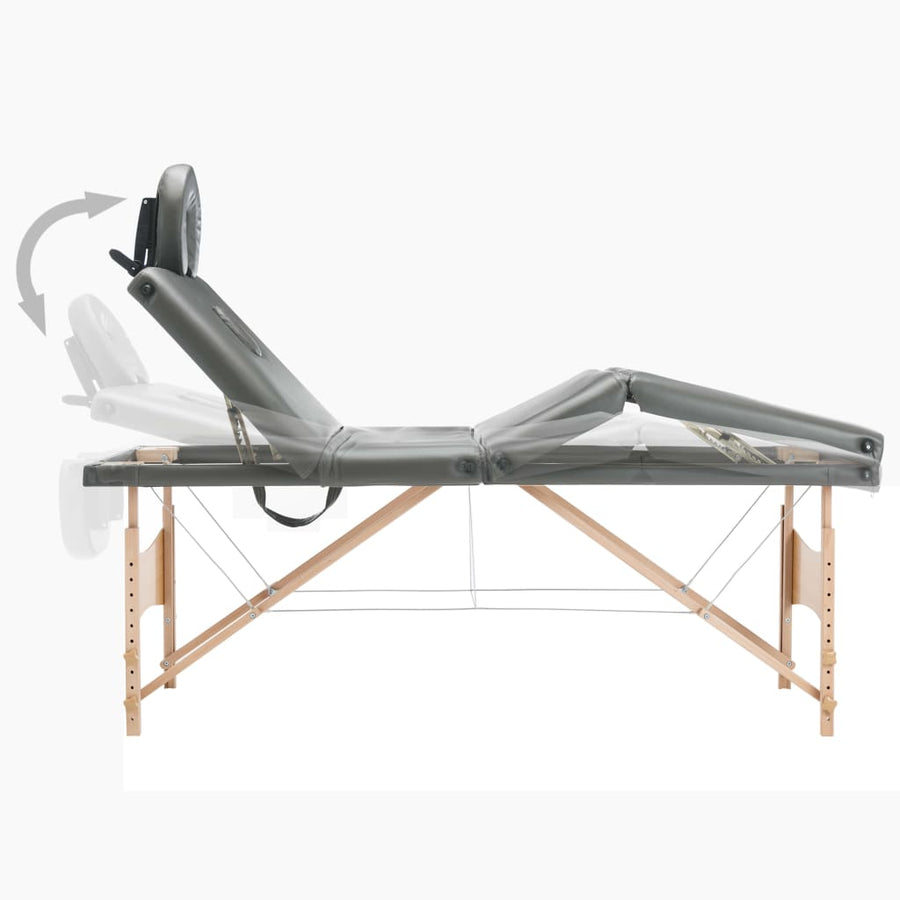 Massagetafel Met 4 Zones 186X68 Cm Houten Frame Antraciet