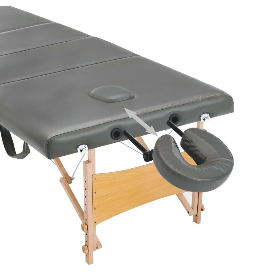Massagetafel Met 4 Zones 186X68 Cm Houten Frame Antraciet