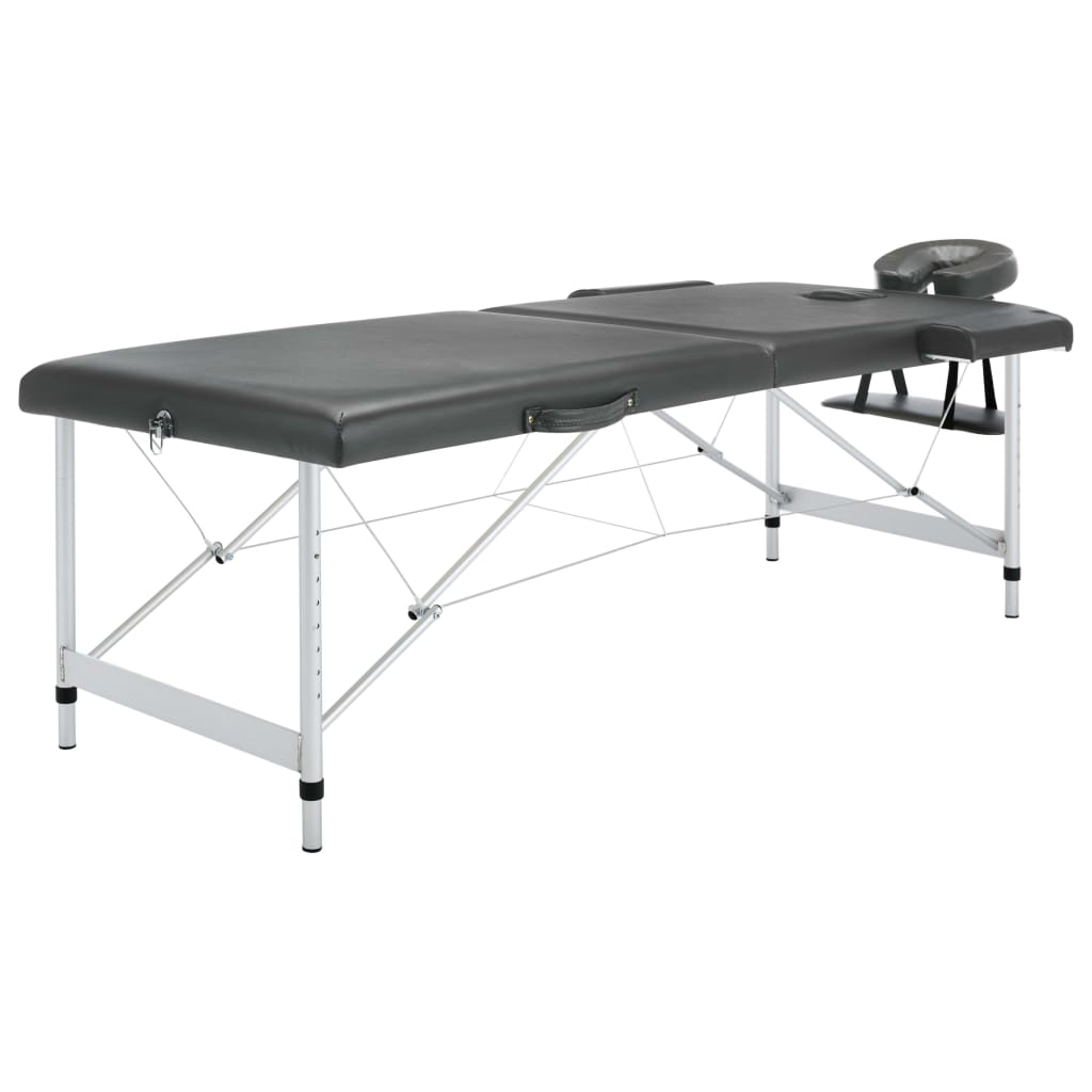 Massagetafel Met 2 Zones 186X68 Cm Aluminium Frame Antraciet