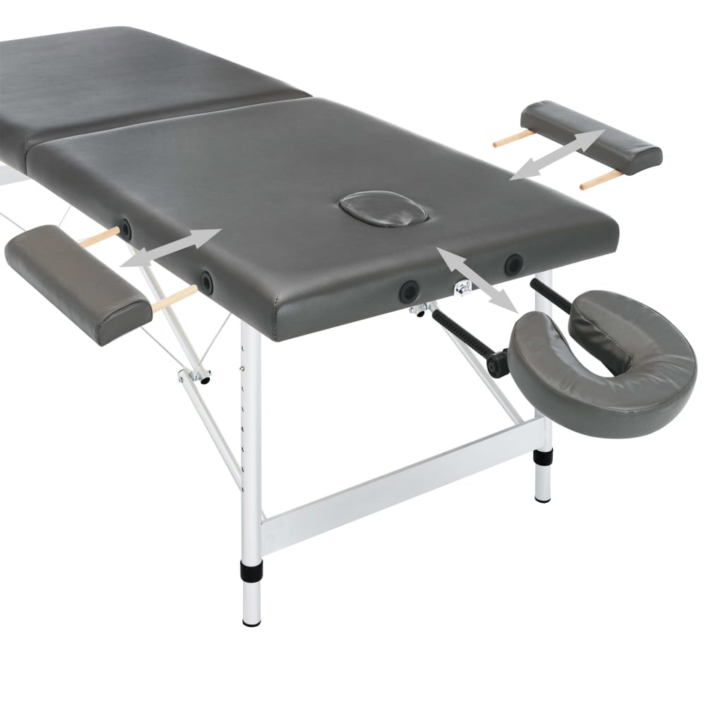 Massagetafel Met 2 Zones 186X68 Cm Aluminium Frame Antraciet