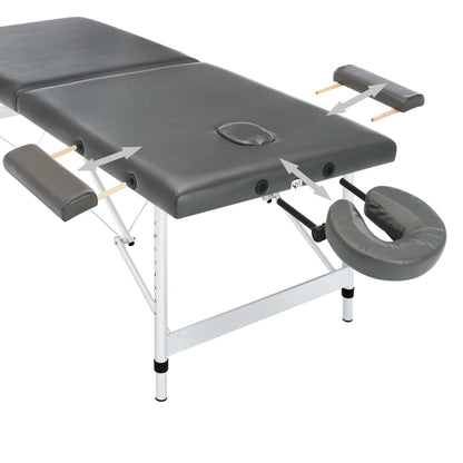 Massagetafel Met 2 Zones 186X68 Cm Aluminium Frame Antraciet