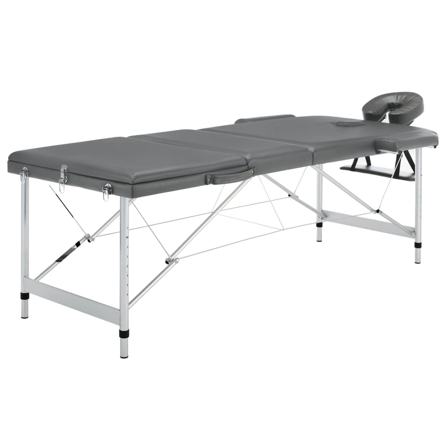 Massagetafel Met 3 Zones 186X68 Cm Aluminium Frame Antraciet