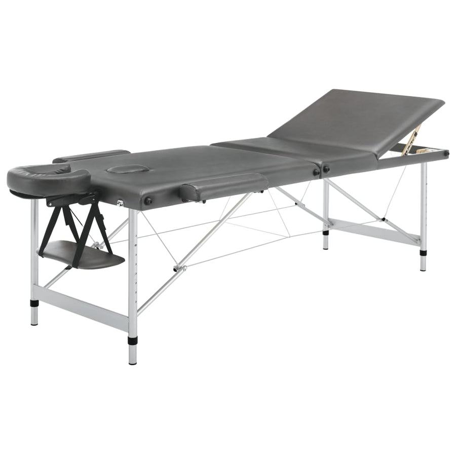 Massagetafel Met 3 Zones 186X68 Cm Aluminium Frame Antraciet