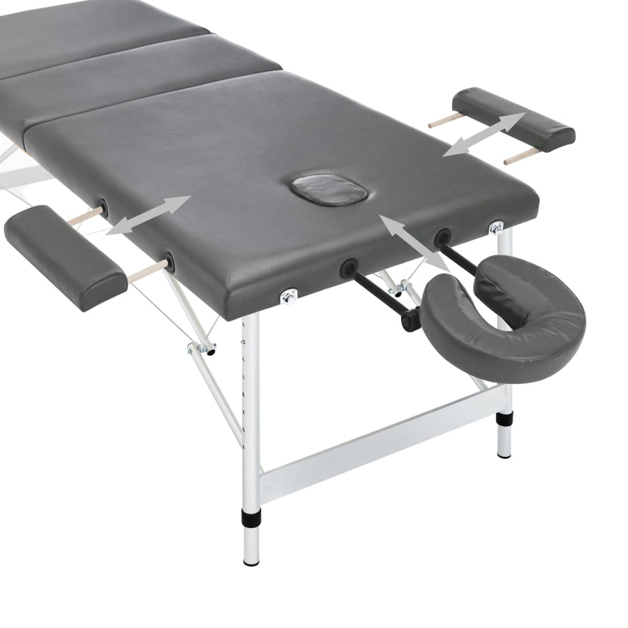 Massagetafel Met 3 Zones 186X68 Cm Aluminium Frame Antraciet