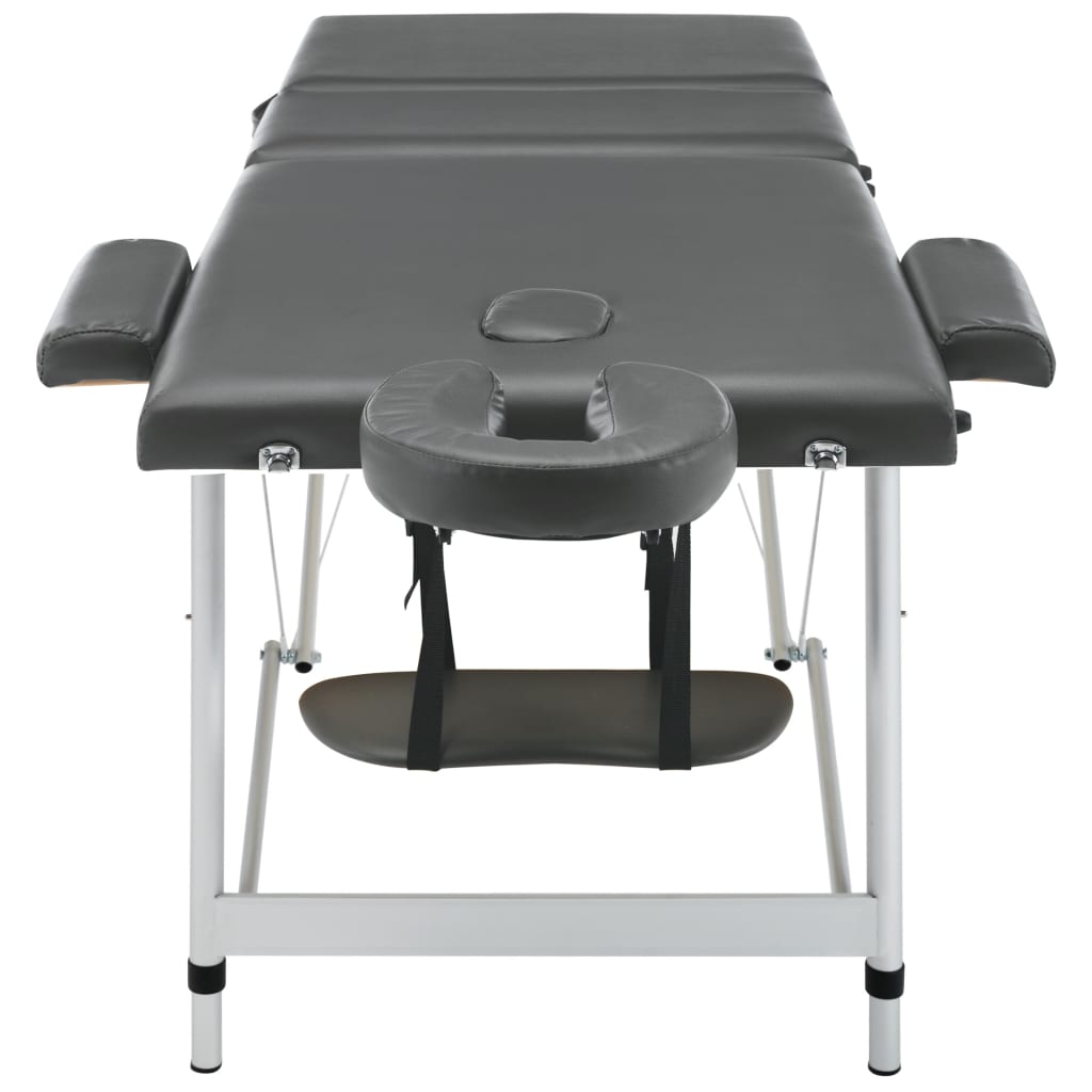 Massagetafel Met 3 Zones 186X68 Cm Aluminium Frame Antraciet
