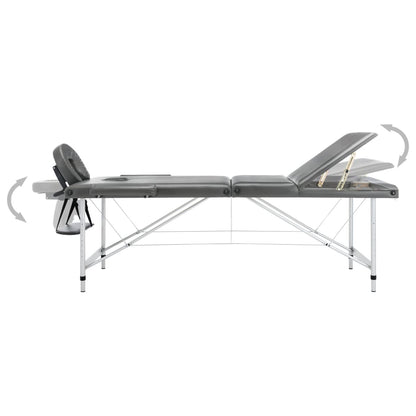 Massagetafel Met 3 Zones 186X68 Cm Aluminium Frame Antraciet