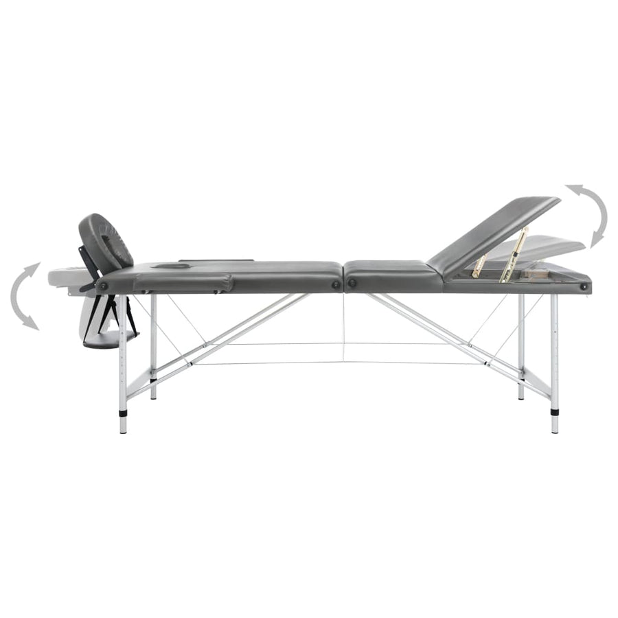 Massagetafel Met 3 Zones 186X68 Cm Aluminium Frame Antraciet