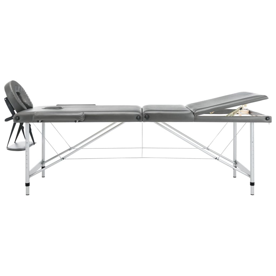 Massagetafel Met 3 Zones 186X68 Cm Aluminium Frame Antraciet