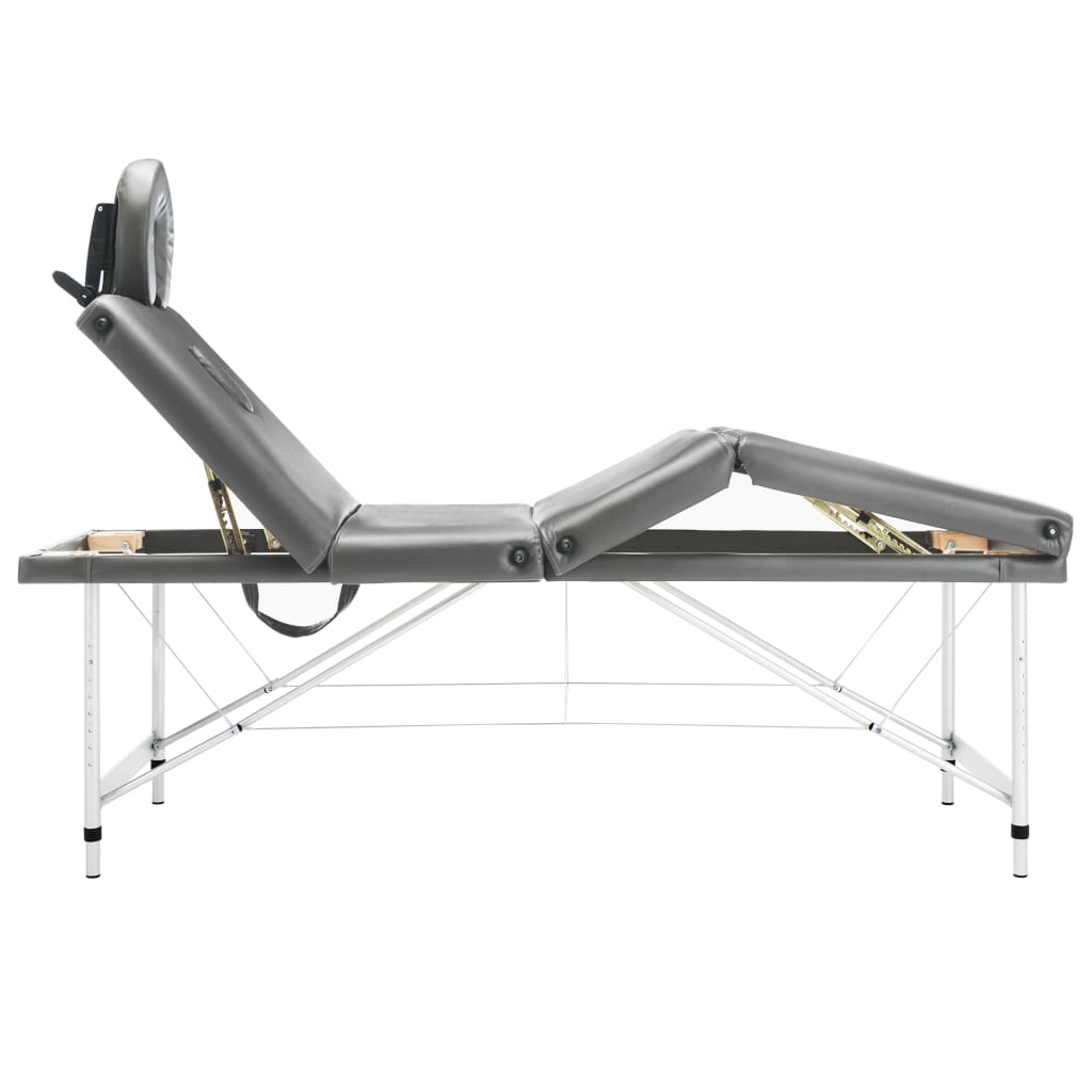 Massagetafel Met 4 Zones 186X68 Cm Aluminium Frame Antraciet