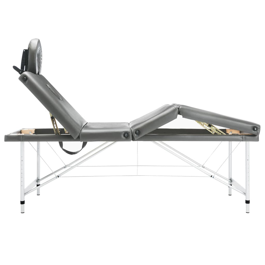 Massagetafel Met 4 Zones 186X68 Cm Aluminium Frame Antraciet