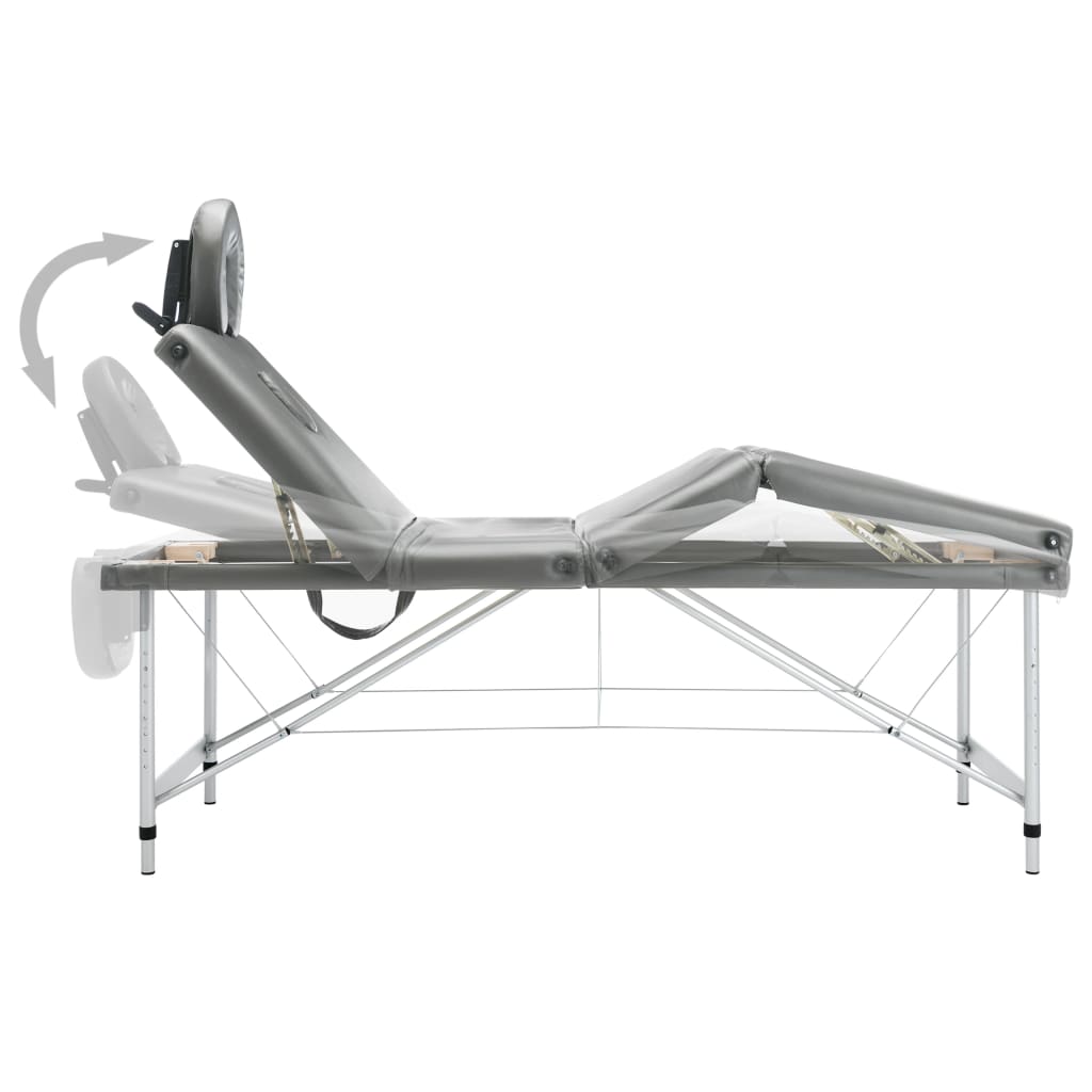 Massagetafel Met 4 Zones 186X68 Cm Aluminium Frame Antraciet