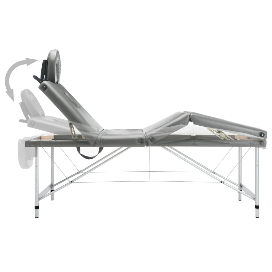 Massagetafel Met 4 Zones 186X68 Cm Aluminium Frame Antraciet