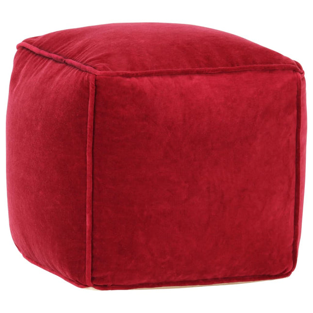 Poef 40X40X40 Cm Katoenfluweel Robijnrood ruby red