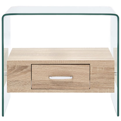 Salontafel Met Lade 50X50X45 Cm Gehard Glas