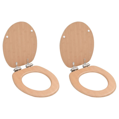Toiletbrillen 2 st met soft-close deksels MDF bamboeontwerp 2 Bamboe Ja