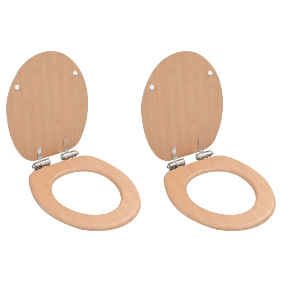 Toiletbrillen 2 st met soft-close deksels MDF bamboeontwerp 2 Bamboe Ja