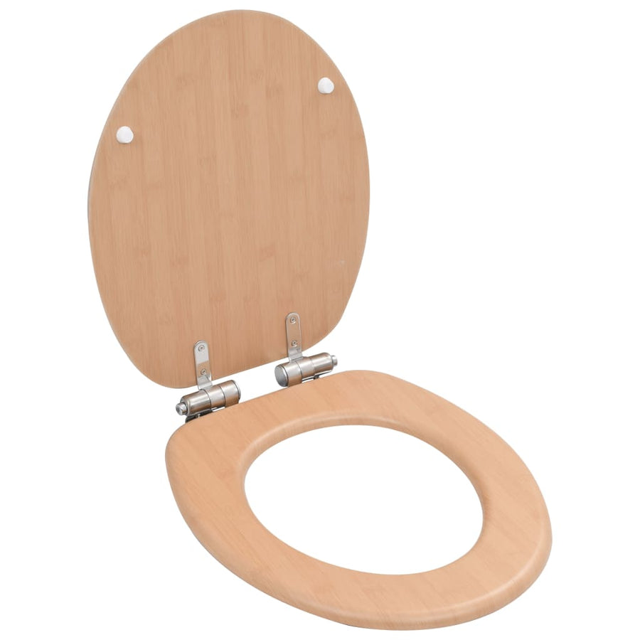 Toiletbrillen 2 st met soft-close deksels MDF bamboeontwerp 2 Bamboe Ja