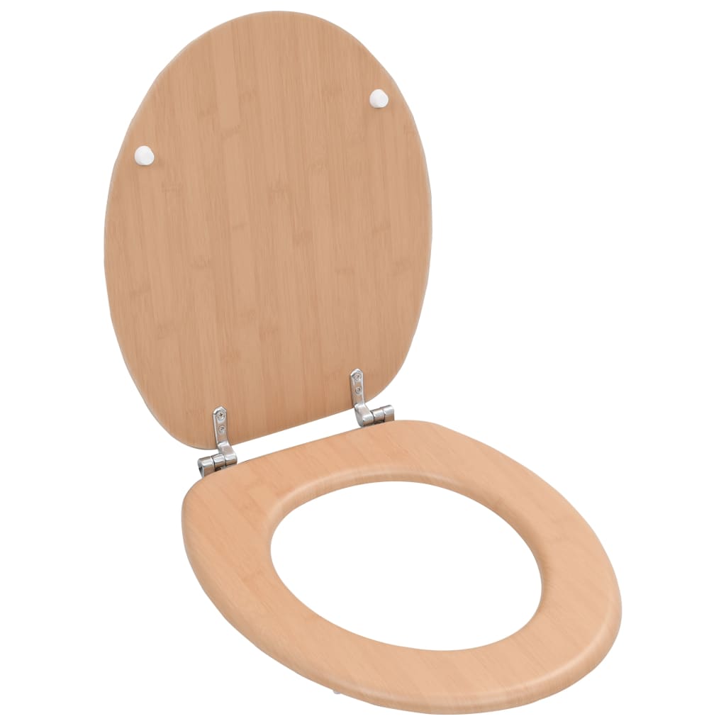 Toiletbrillen 2 st met deksels bamboeontwerp MDF 2 Bamboe Nee