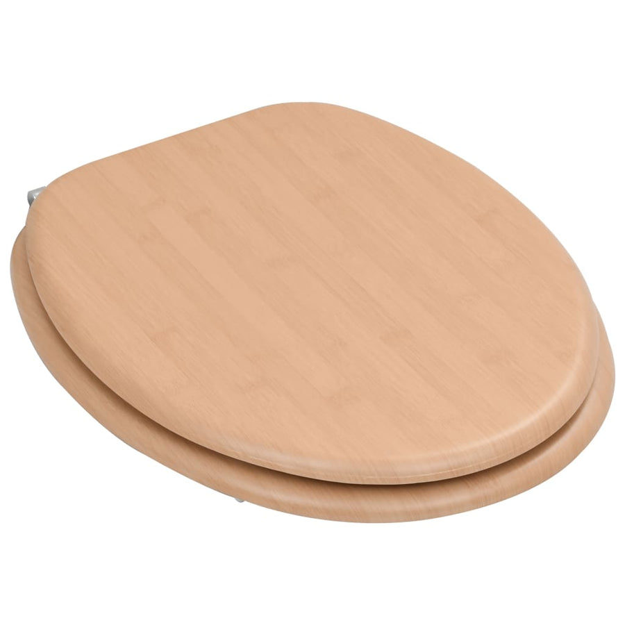 Toiletbrillen 2 st met deksels bamboeontwerp MDF 2 Bamboe Nee