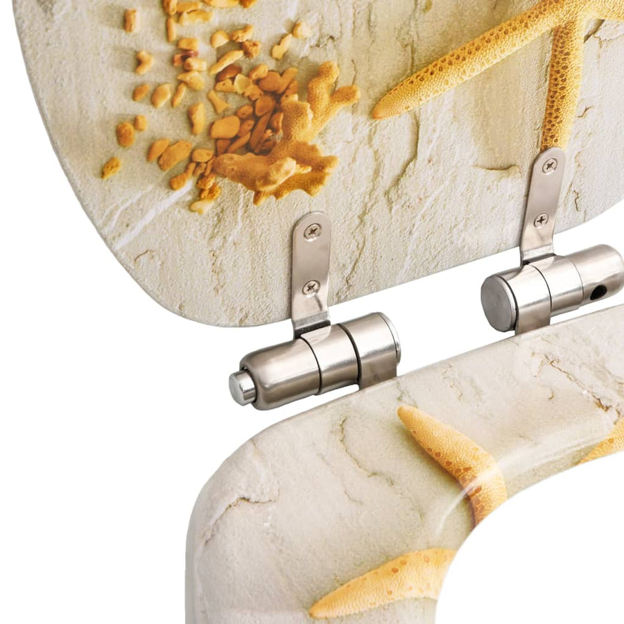 Toiletbrillen 2 st met soft-close deksels MDF zeesterontwerp 2 Zeester Ja