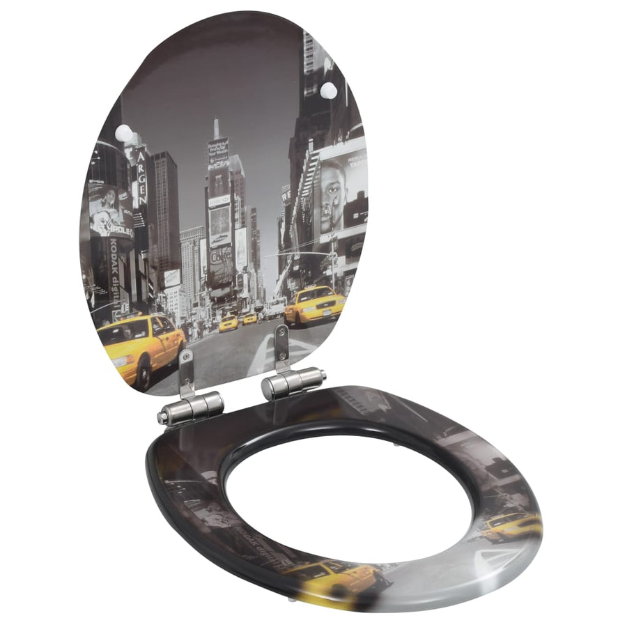 Toiletbrillen 2 st met soft-close deksels MDF New York ontwerp 2 New York Ja