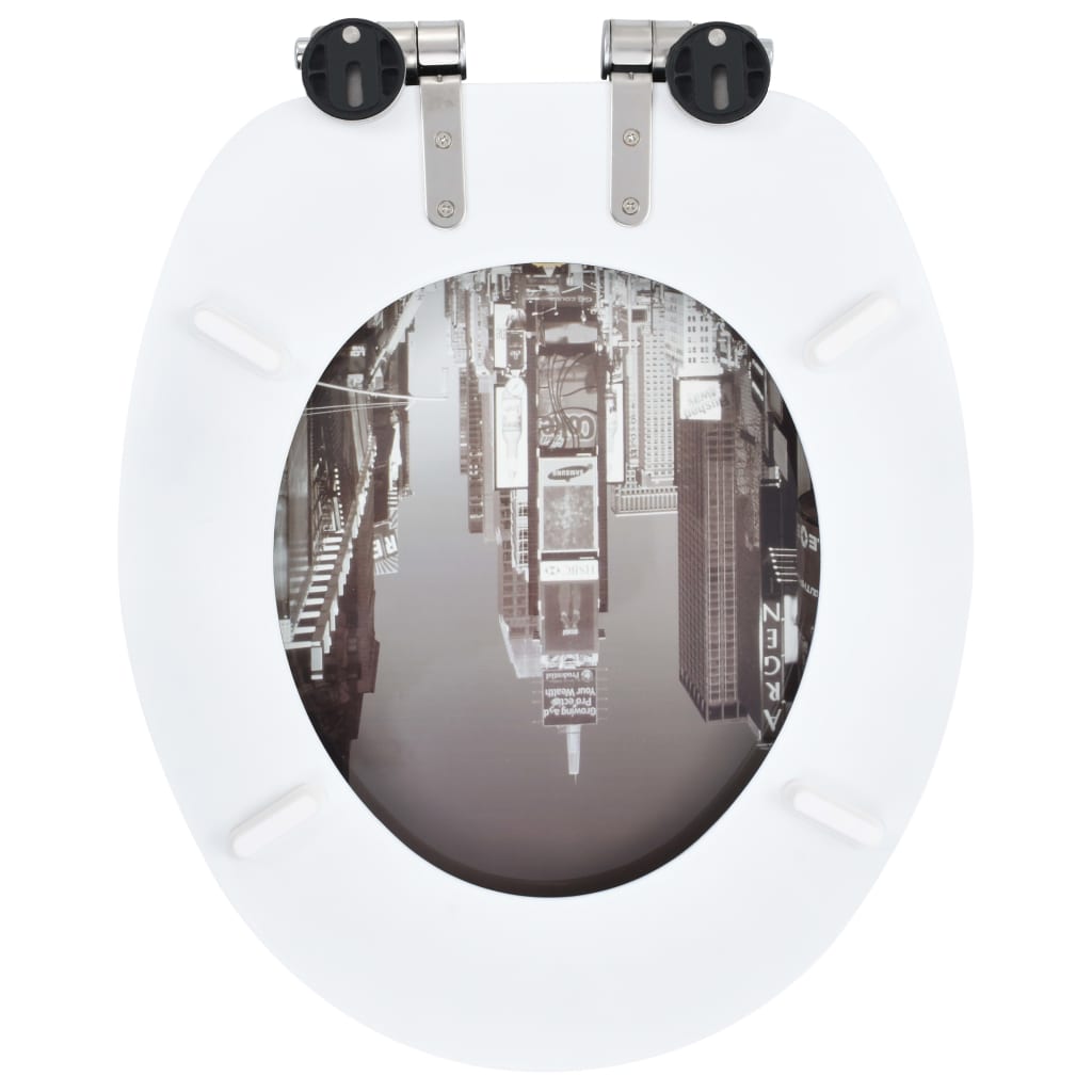 Toiletbrillen 2 st met soft-close deksels MDF New York ontwerp 2 New York Ja