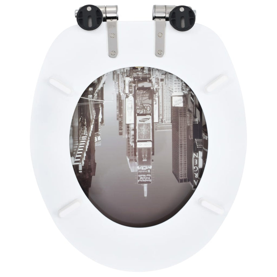 Toiletbrillen 2 st met soft-close deksels MDF New York ontwerp 2 New York Ja