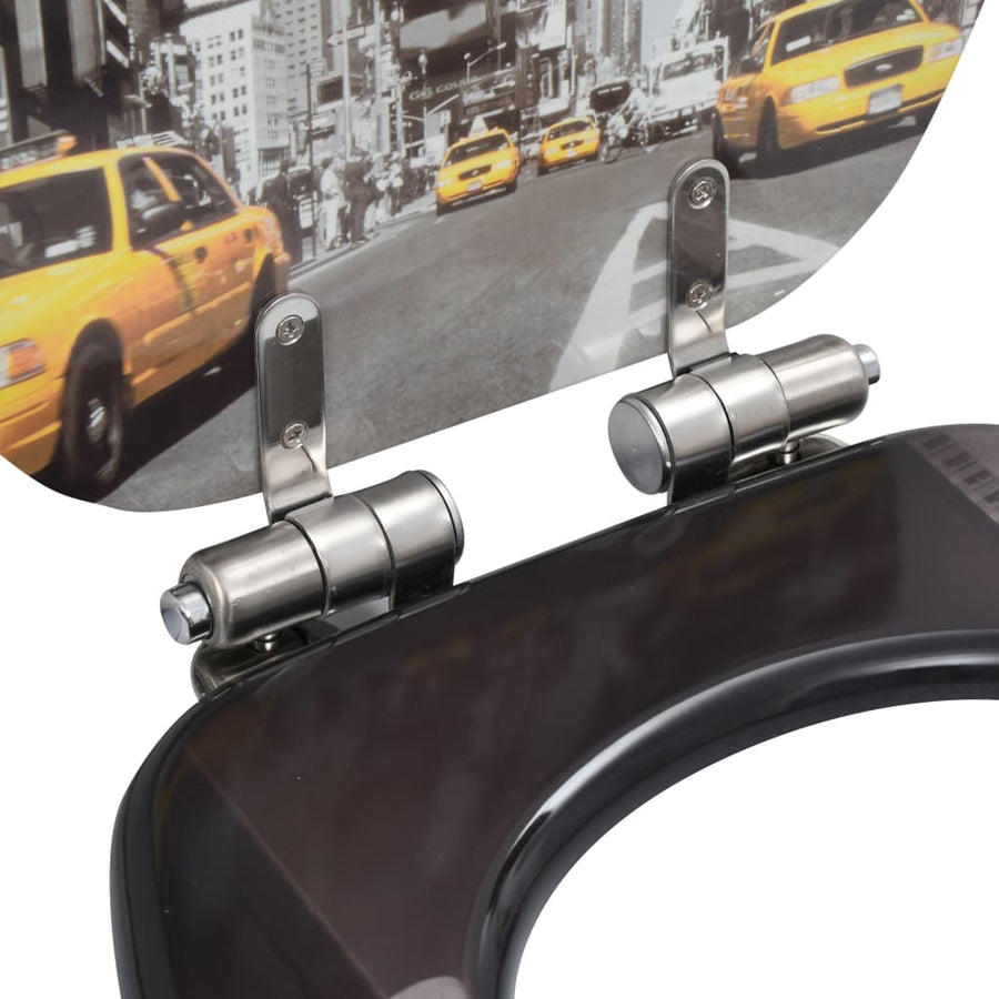 Toiletbrillen 2 st met soft-close deksels MDF New York ontwerp 2 New York Ja