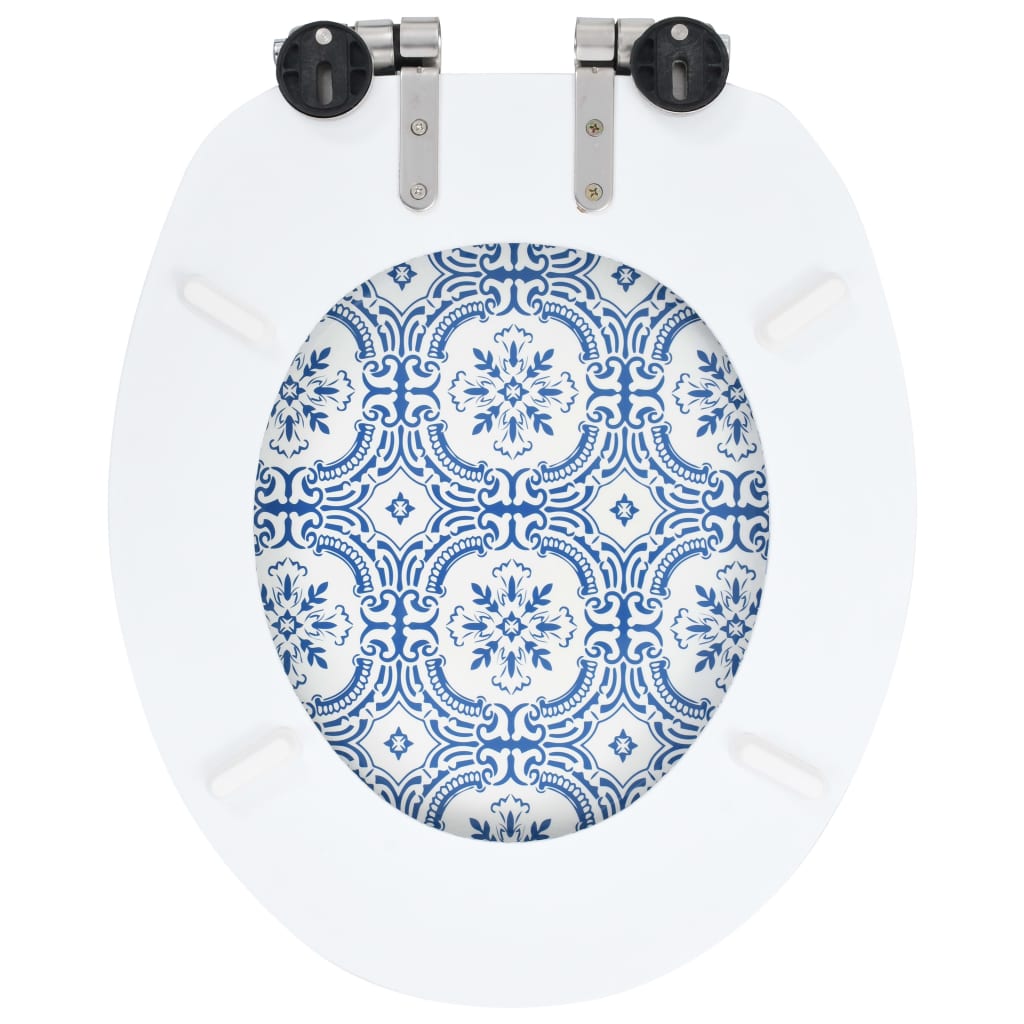 Toiletbrillen 2 st met soft-close deksels MDF porseleinontwerp 2 Porselein Ja